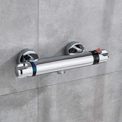 طقم دش ترموستاتي من ديكوربايتس™ باللونين الأسود والكروم مع حامل حائط - إكسسوارات الحمام