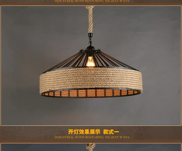 Hemp Rope Industrial Pendant Light