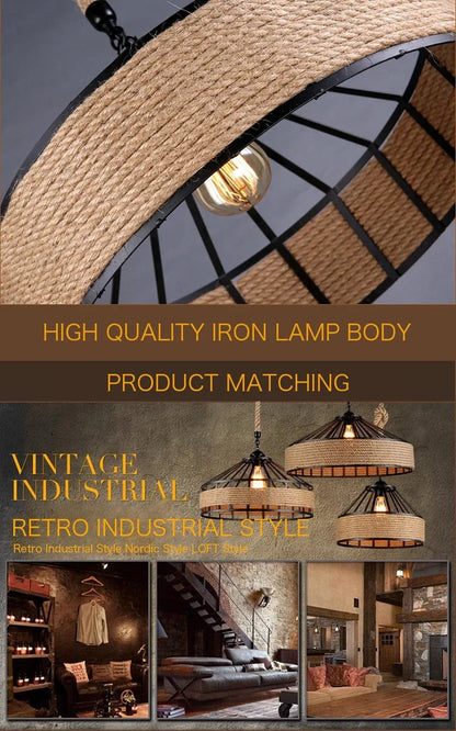 Hemp Rope Industrial Pendant Light