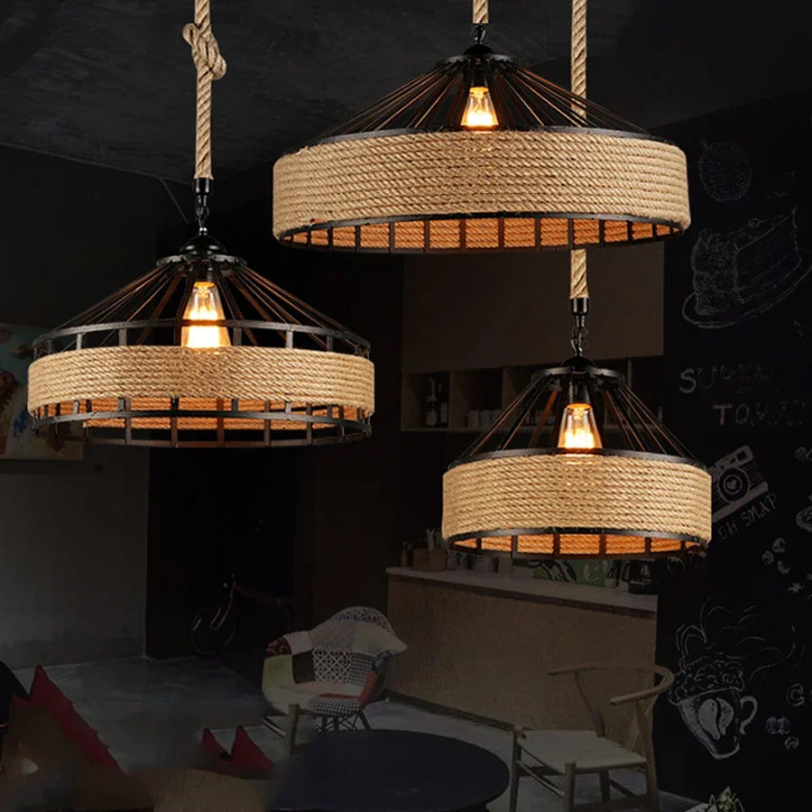 Hemp Rope Industrial Pendant Light