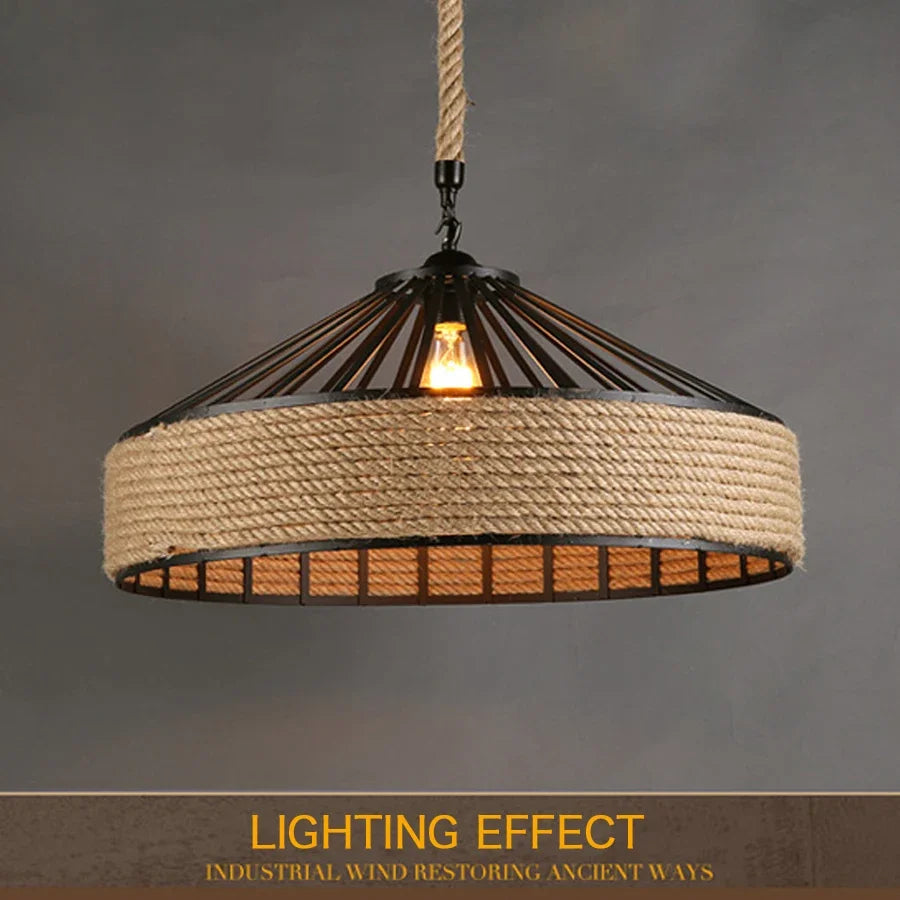 Hemp Rope Industrial Pendant Light