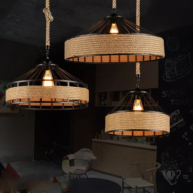 Hemp Rope Industrial Pendant Light