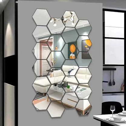 Hexagon Acrylic Mirror Wall Stickers