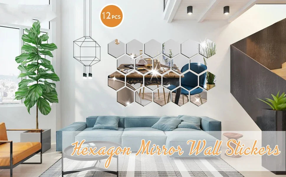 Hexagon Acrylic Mirror Wall Stickers