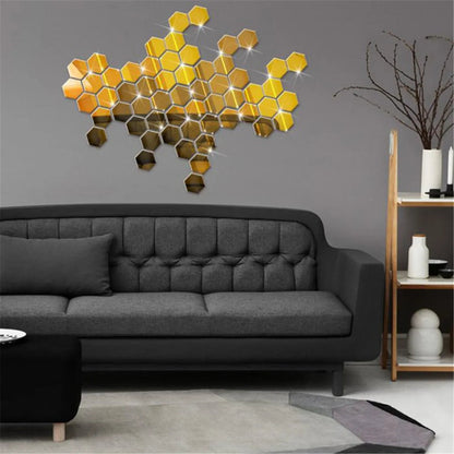 Hexagon Acrylic Mirror Wall Stickers