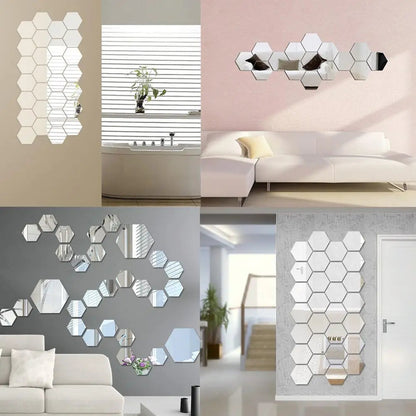 Hexagon Acrylic Mirror Wall Stickers