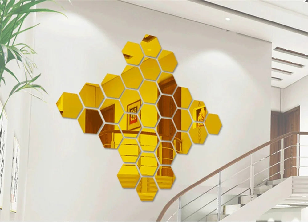 Hexagon Acrylic Mirror Wall Stickers