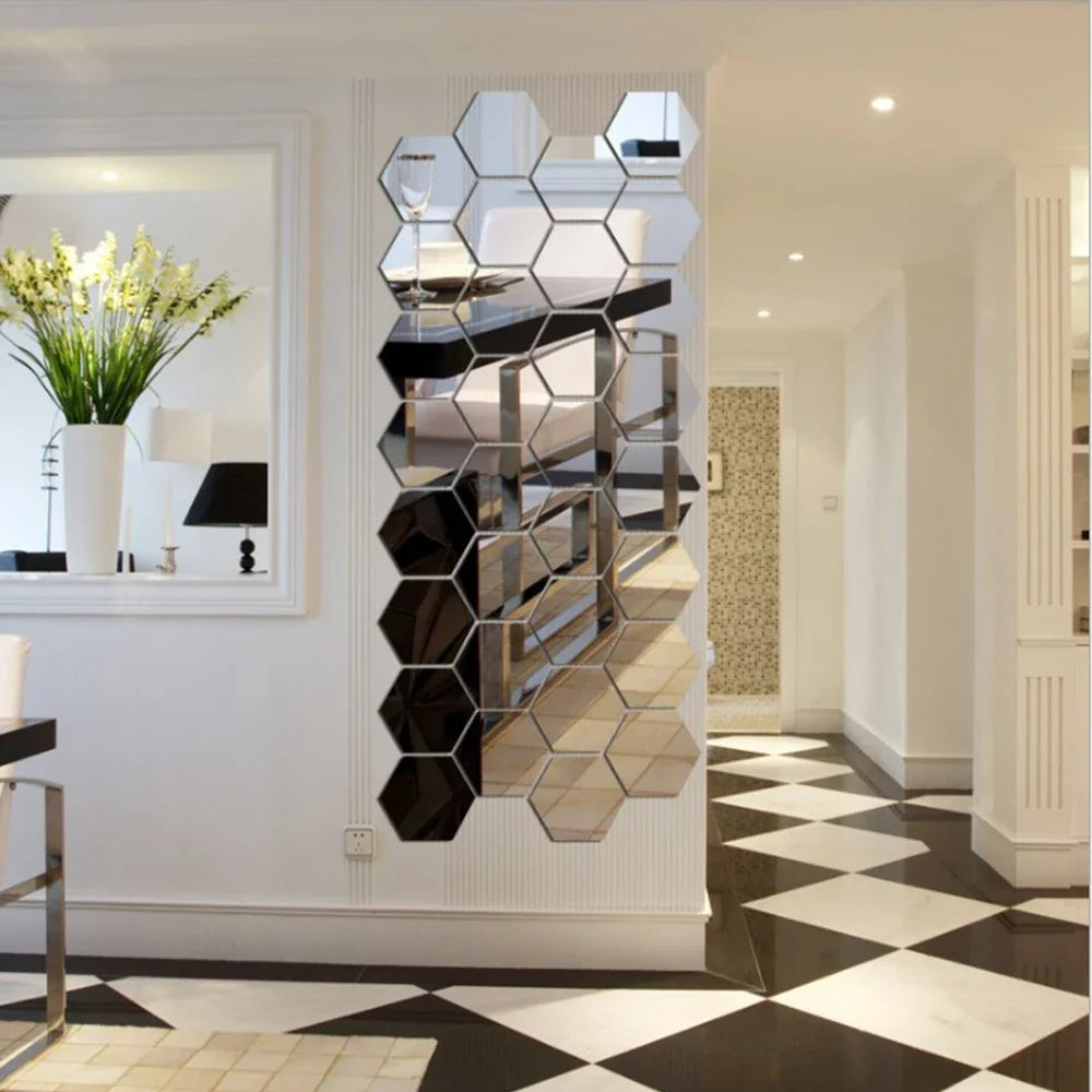 Hexagon Acrylic Mirror Wall Stickers