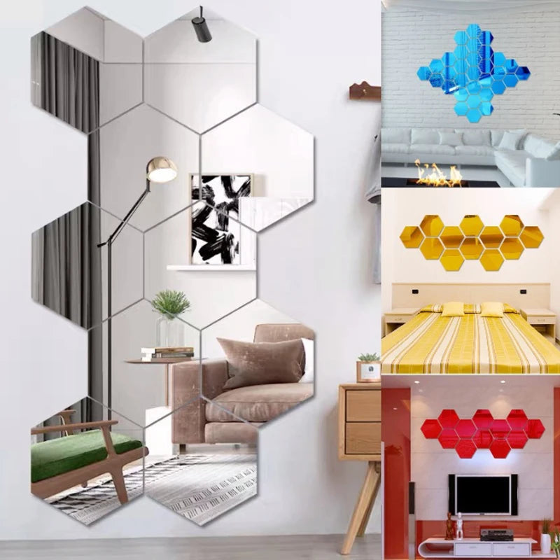 Hexagon Acrylic Mirror Wall Stickers