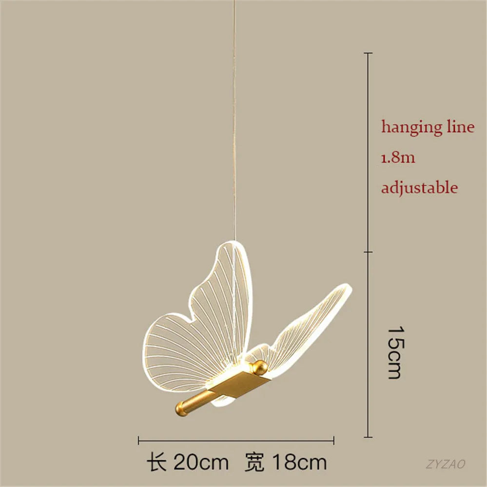 مصباح معلق LED على شكل فراشة من الأكريليك من DecorBites™ - تصميم عصري فاخر