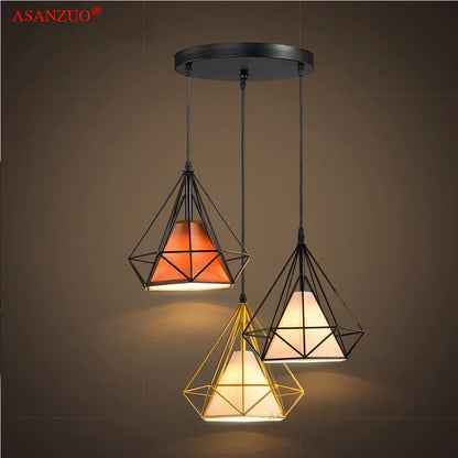 Lámpara de techo DecorBites™ con chasis de hierro para comedor - Multicabezal rectangular redonda