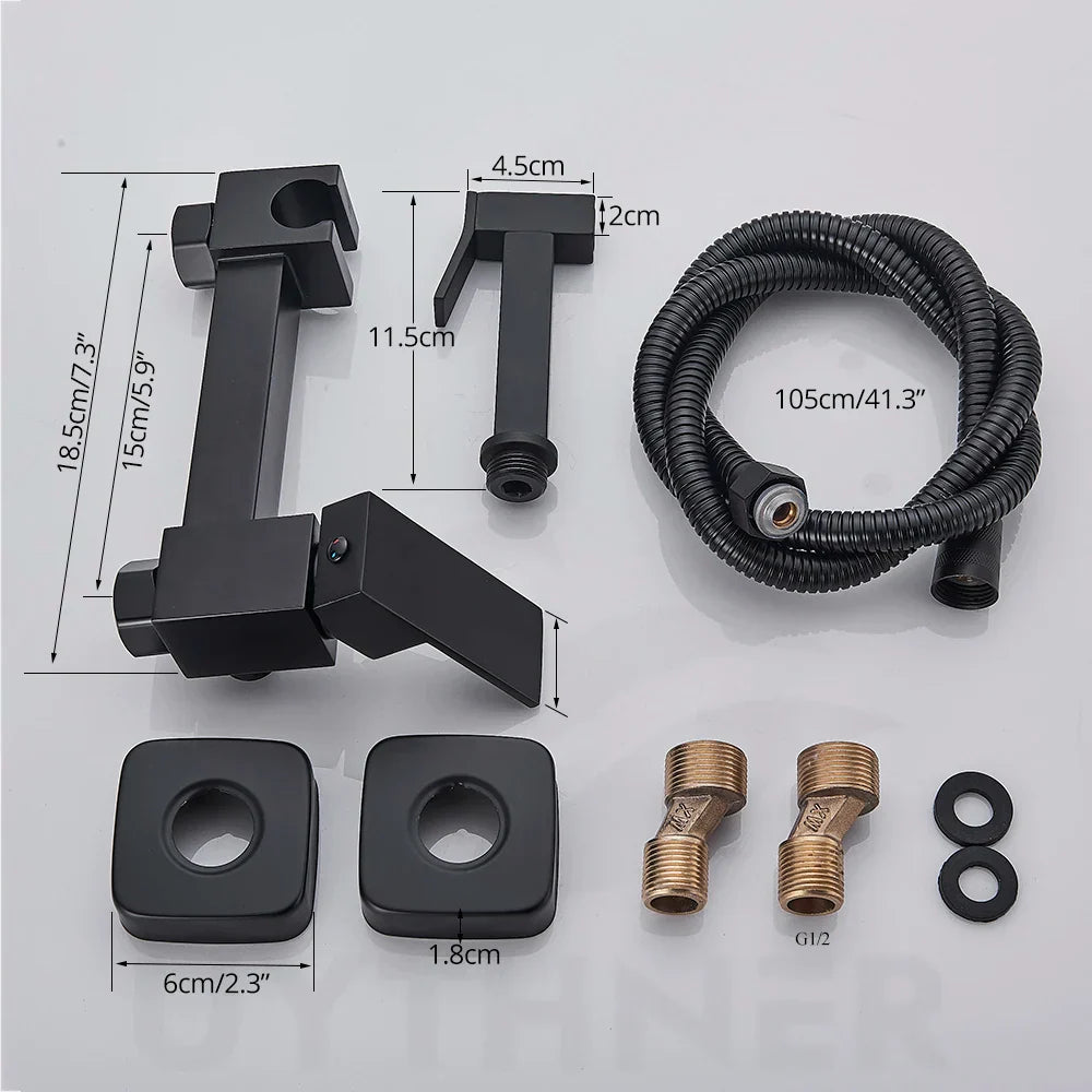 DecorBites™ Bidet Shower Faucet Set: Matte Black Brass Hygienic Spray Tap with Hot/Cold Mixer