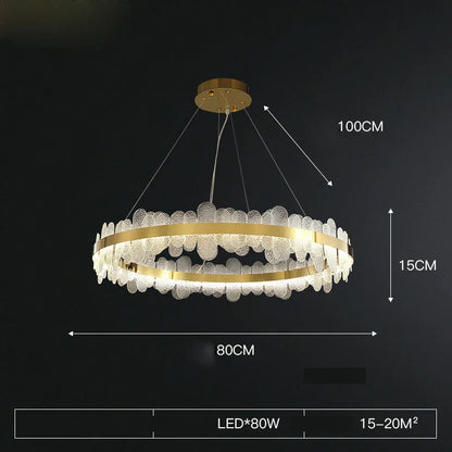 DecorBites™ Golden Stainless Steel LED Designer Chandelier for Dining Room