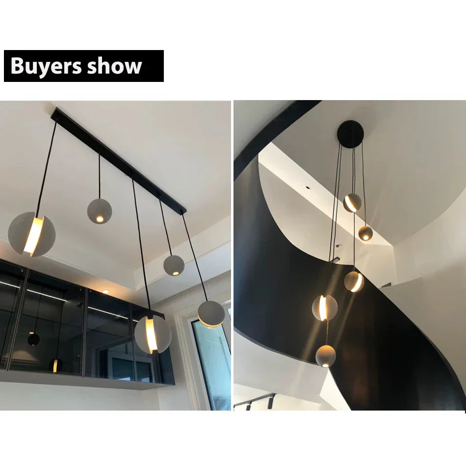 DecorBites™ Cement Pendant Light | Nordic Design Moon Planet Hanging Lamp for Dining Room