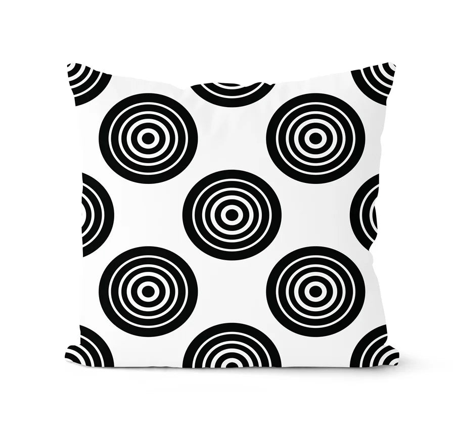 طقم أغطية وسائد هندسية باللونين الأبيض والأسود من DecorBites™ - وسادة لتزيين الأريكة المنزلية