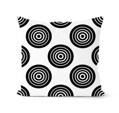 طقم أغطية وسائد هندسية باللونين الأبيض والأسود من DecorBites™ - وسادة لتزيين الأريكة المنزلية