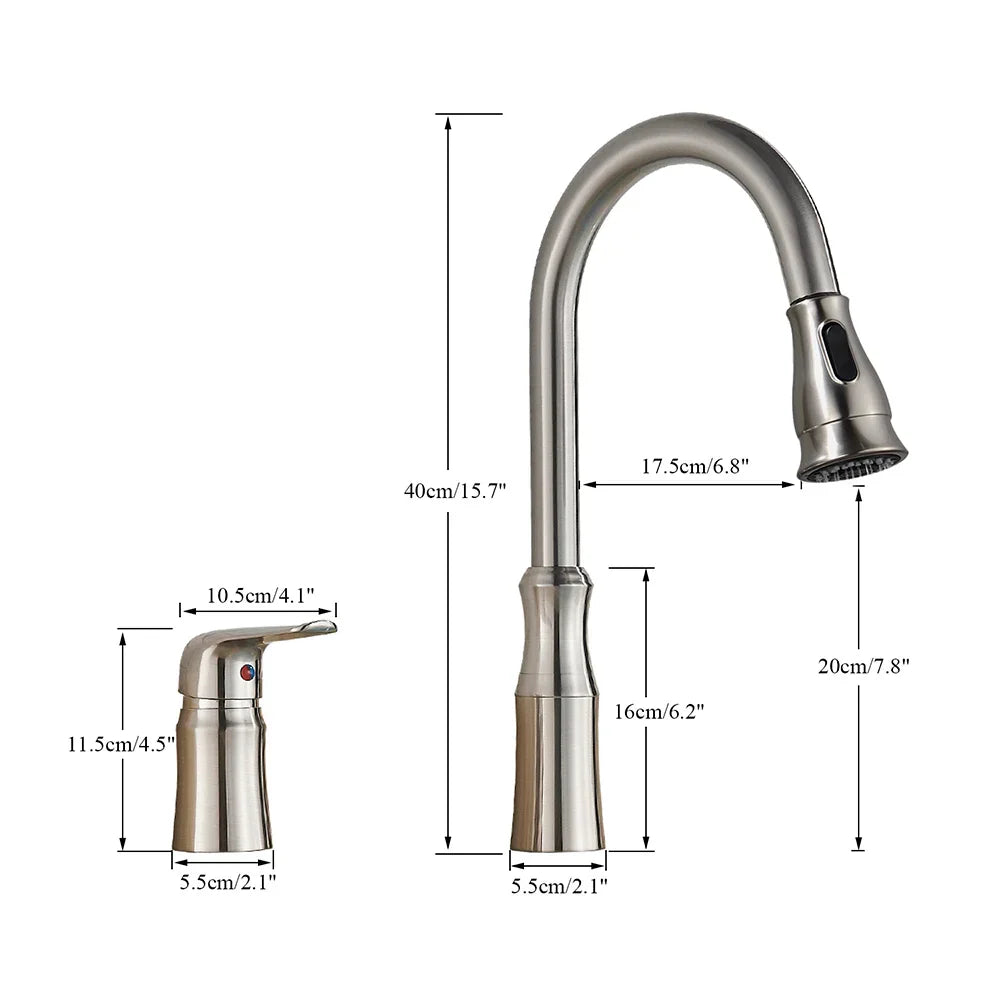 DecorBites™ Brass Black Kitchen Faucet Pull Out Mixer Taps Hot/Cold Water Cranes