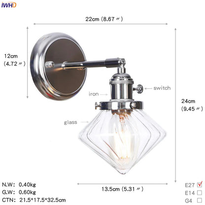 DecorBites™ Amber Glass Ball Wall Lights - Modern LED Wall Lamp for Home Bedroom Mirror Stair