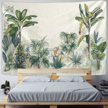 Tropical Plant Printed Tapestry Wall Hanging for Home Décor by Decobites