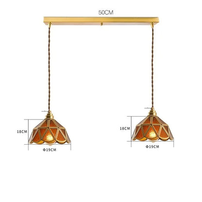 DecorBites™ Japanese Vintage Glass Copper LED Pendant Lamp for Bedroom, Bar, Cafe
