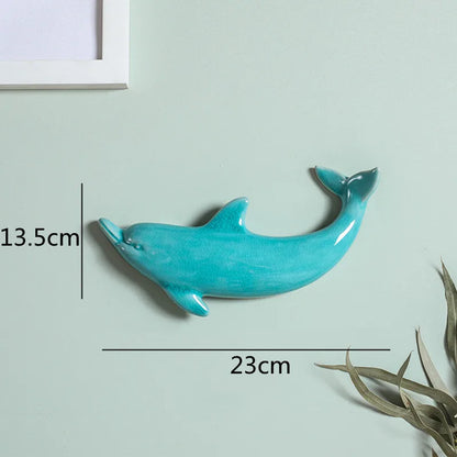 DecorBites™ Dolphin Fish Ocean Background Ceramic Wall Decoration for Children's Room