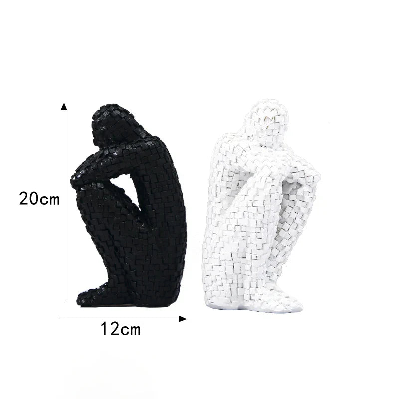 Estatua abstracta de resina dorada, hecha a mano, para decoración de sala de estar o escritorio de oficina - DecorBites™