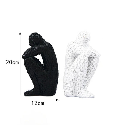 Estatua abstracta de resina dorada, hecha a mano, para decoración de sala de estar o escritorio de oficina - DecorBites™