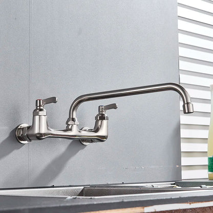 DecorBites™ Brass Dual Handle Kitchen Faucet 360 Swivel Hot Cold Water Tap