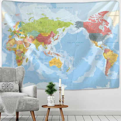 Russian Map Tapestry Wall Hanging for Aesthetic Room Decor by Decobites