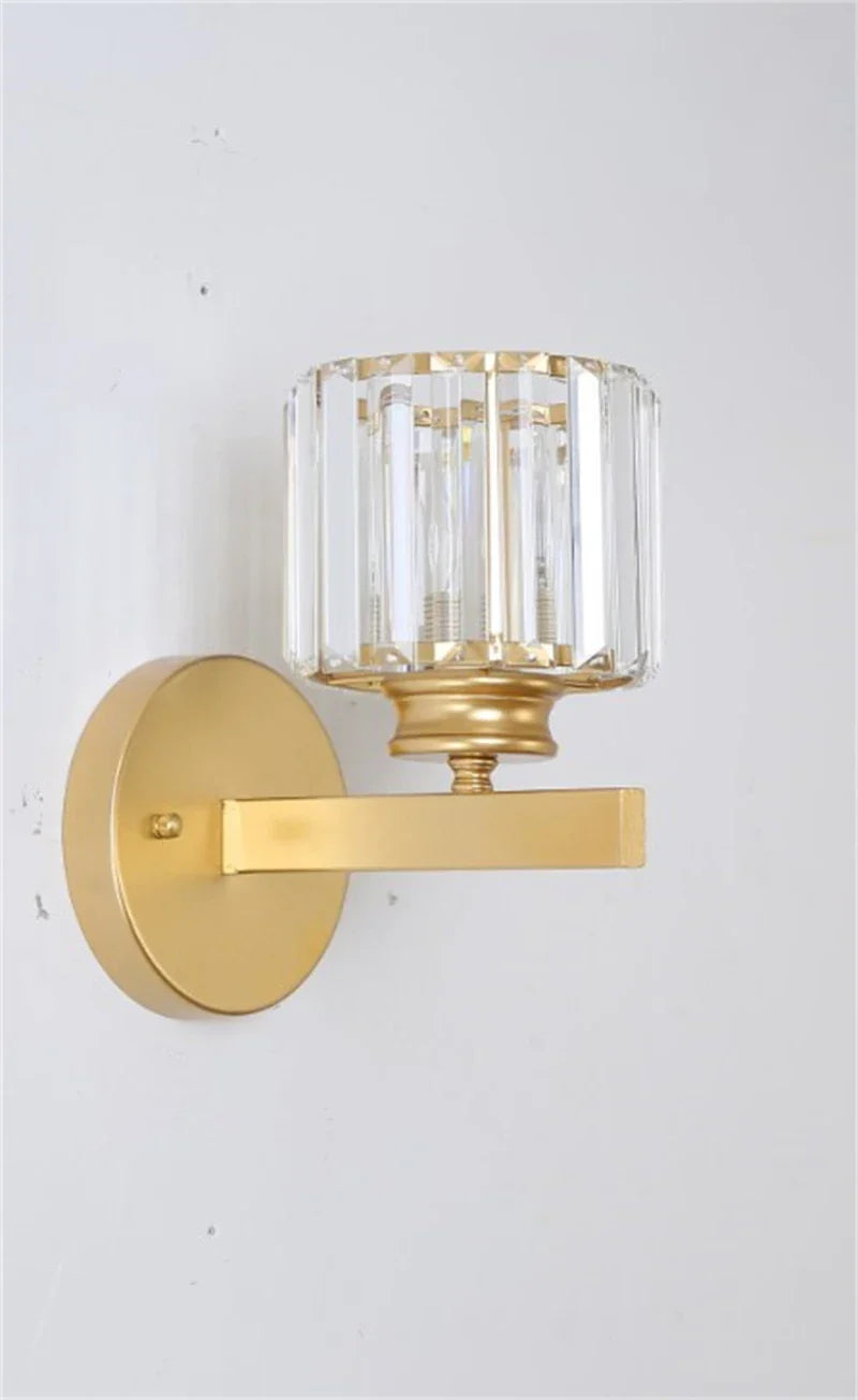 DecorBites™ مصابيح حائط كريستالية باللون الأسود والذهبي لغرفة النوم وغرفة المعيشة والمنزل وشمعدان LED