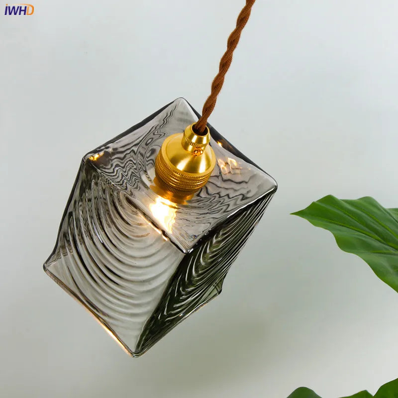 Luces colgantes de vidrio japonés Decorbites™: Decoración de cobre industrial vintage para dormitorio y sala de estar