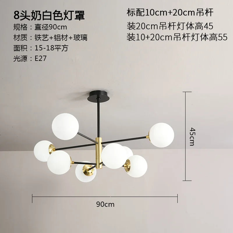Lámpara de araña LED con bola de cristal DecorBites™ - Luminarias modernas para interiores, ideales para sala de estar y dormitorio.