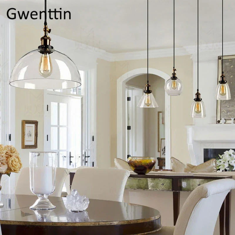 DecorBites™ Industrial Glass Pendant Light for Modern Home Decor