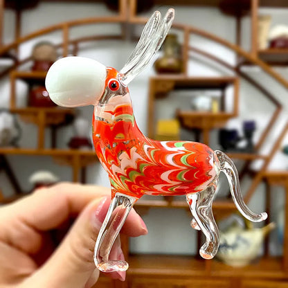 DecorBites™ Hand-blown Glass Donkey Figurine: Modern Miniature Paperweight & Home Decor Accessory