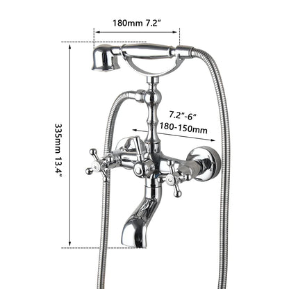DecorBites™ Brass Bathroom Faucet Set with Hand Shower - Wall Mounted Chrome Water Mixer