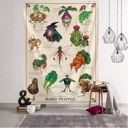 Decobites Vegetable Tarot Tapestry Wall Hanging for Bohemian Home Decor