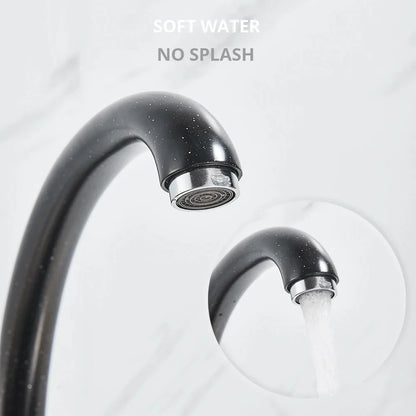 DecorBites™ Brass Black Kitchen Sink Faucet Single Handle Swivel Spout Mixer Tap