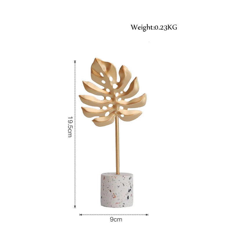 DecorBites™ Gold Leaf Decorations on Marble Base - Creative Metal Crafts for Home Decor