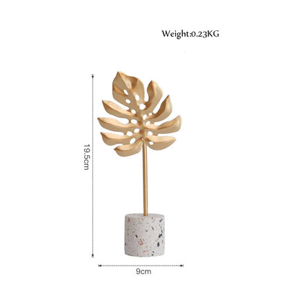 DecorBites™ Gold Leaf Decorations on Marble Base - Creative Metal Crafts for Home Decor