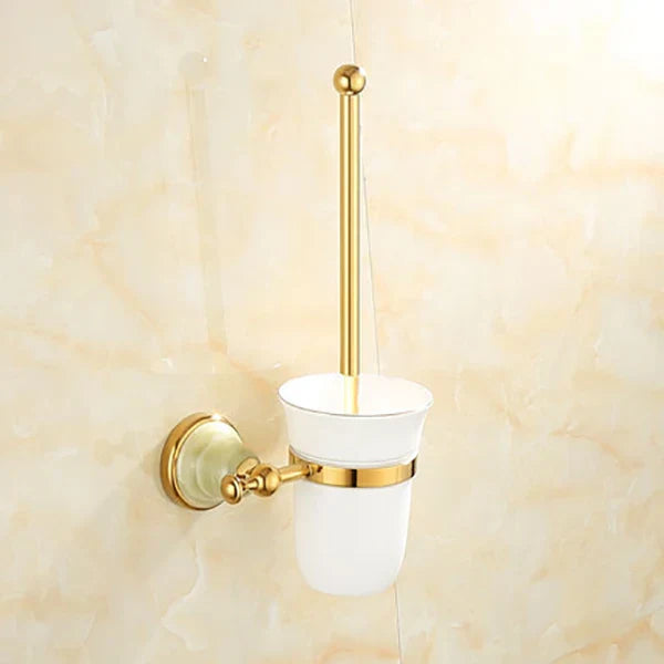 DecorBites™ Gold Bathroom Accessories Set: Shelf, Towel Rack, Holder, Brush Holder, Bath Hardware