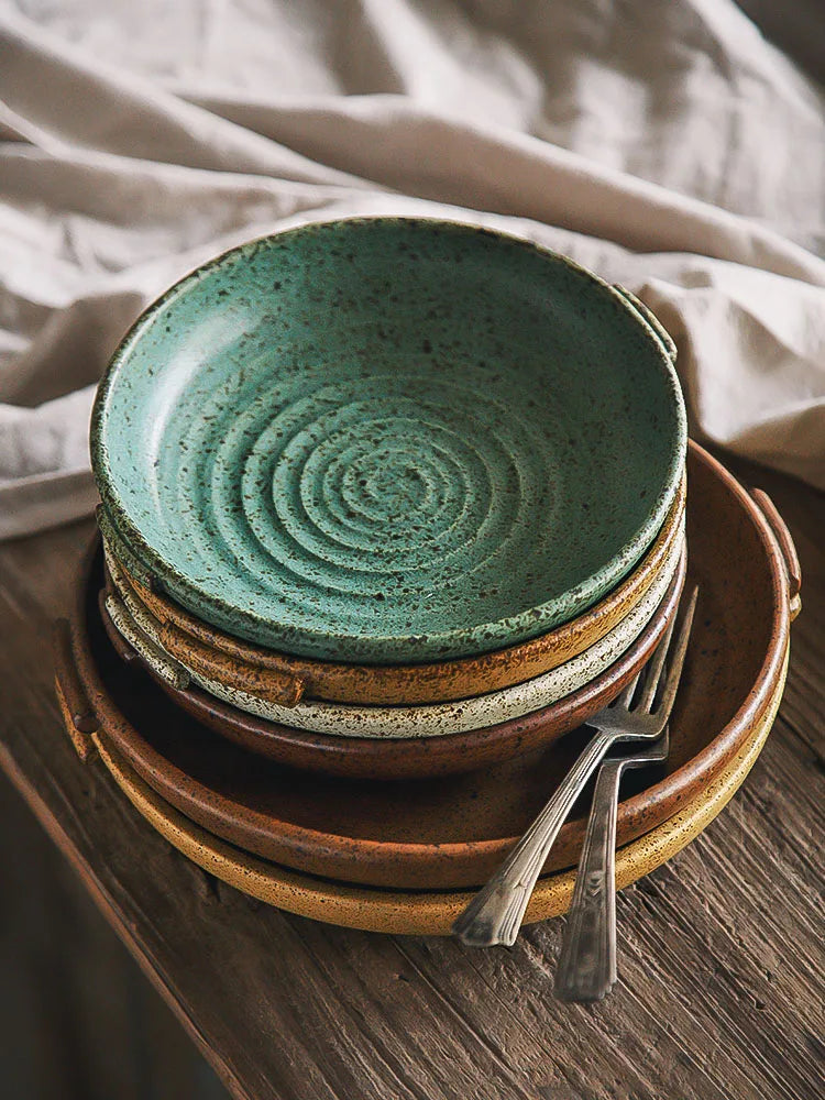 DecorBites™ Japanese Style Ceramic Round Plate - Restaurant Quality Dinnerware