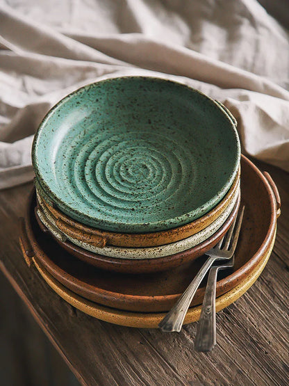 DecorBites™ Japanese Style Ceramic Round Plate - Restaurant Quality Dinnerware