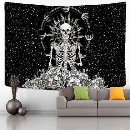 Decobites Wall Tapestry Hanging Decor Witchcraft Hippie Astrology Sun Moon Skull