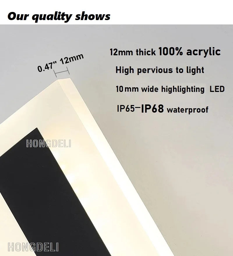 DecorBites™ مصباح حائط خارجي LED مقاوم للماء من الألومنيوم IP65 IP68 لفناء الفيلا