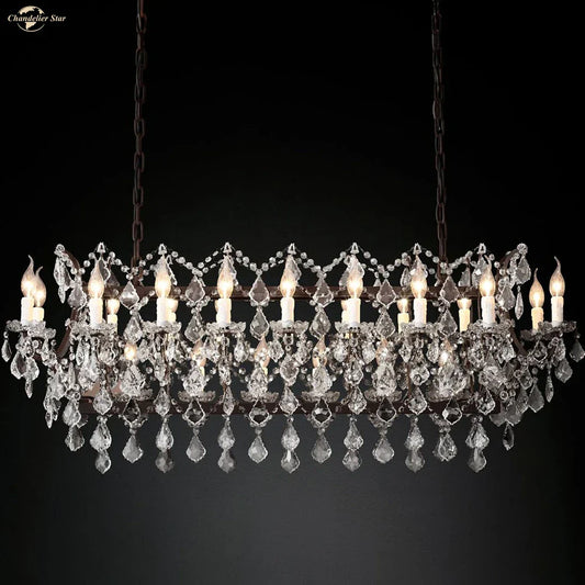 DecorBites™ Iron Crystal LED Chandelier: 19th Century Style Kitchen Pendant Light