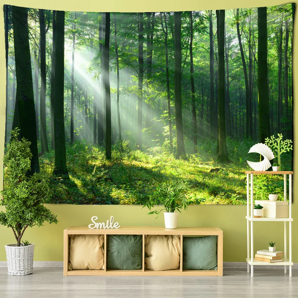 Decobites Nature Tapestry Wall Hanging Forest Landscape Hippie Boho Living Room Decor