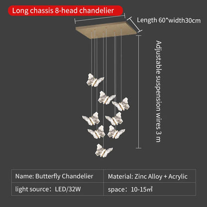 DecorBites™ Butterfly Ladder Pendant Lights Chandelier for Loft Decor Interior Lighting Stairs Bedside