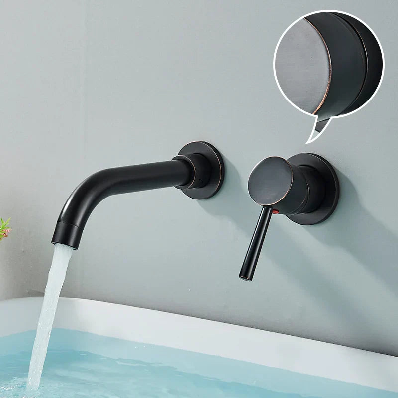 DecorBites™ Brushed Gold/Black Wall Mounted Bathroom Basin Faucet - Hot/Cold Water Mixer