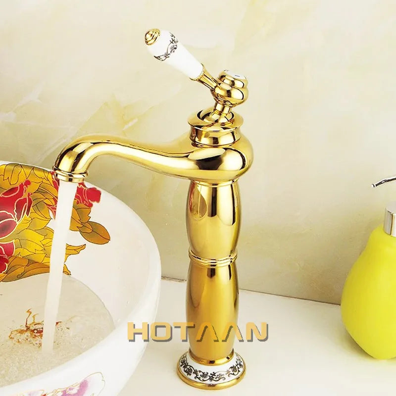 Gold Single Handle Faucet With Ceramic Taps