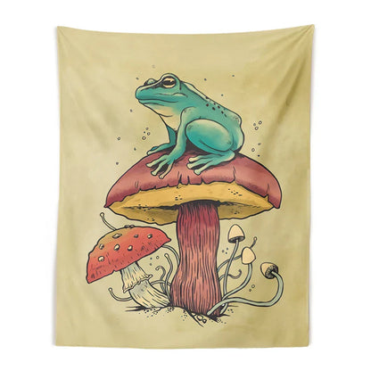 Decobites Frog Mushroom Psychedelic Tapestry Wall Hanging